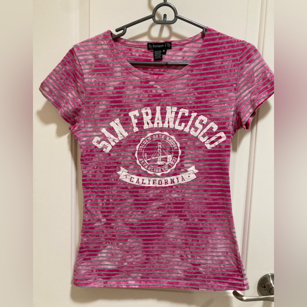 San Francisco pink striped tie dye tshirt